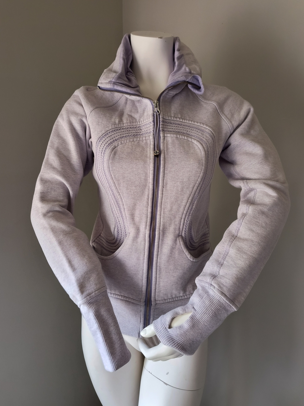 Lululemon Cuddle Up Jacket/Fleece Sweater Heathered Lilac Full Zip  Sz 4